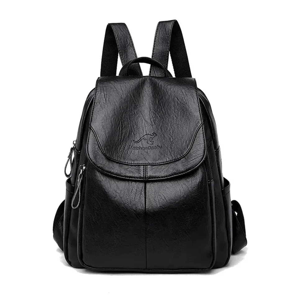 White Leather Women's Backpack