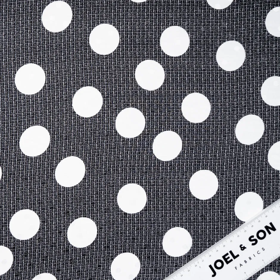 White Spotted Black Pure Silk Jacquard