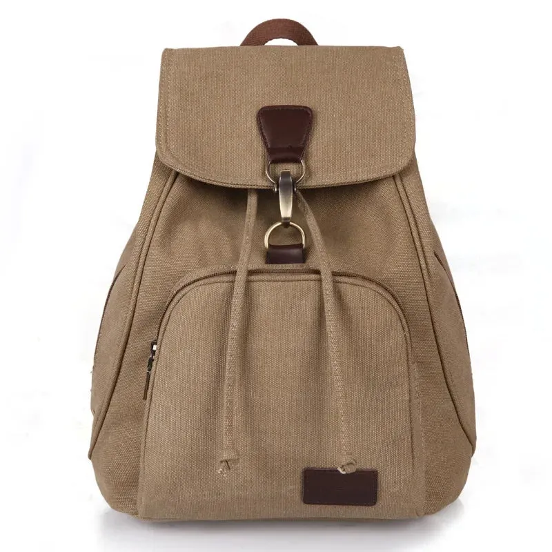 Women Canvas Backpack Female Vintage Pure Cotton Travel Bag Fashion Drawstring Laptop School Bags Shoulder Bag for Teenage Girls