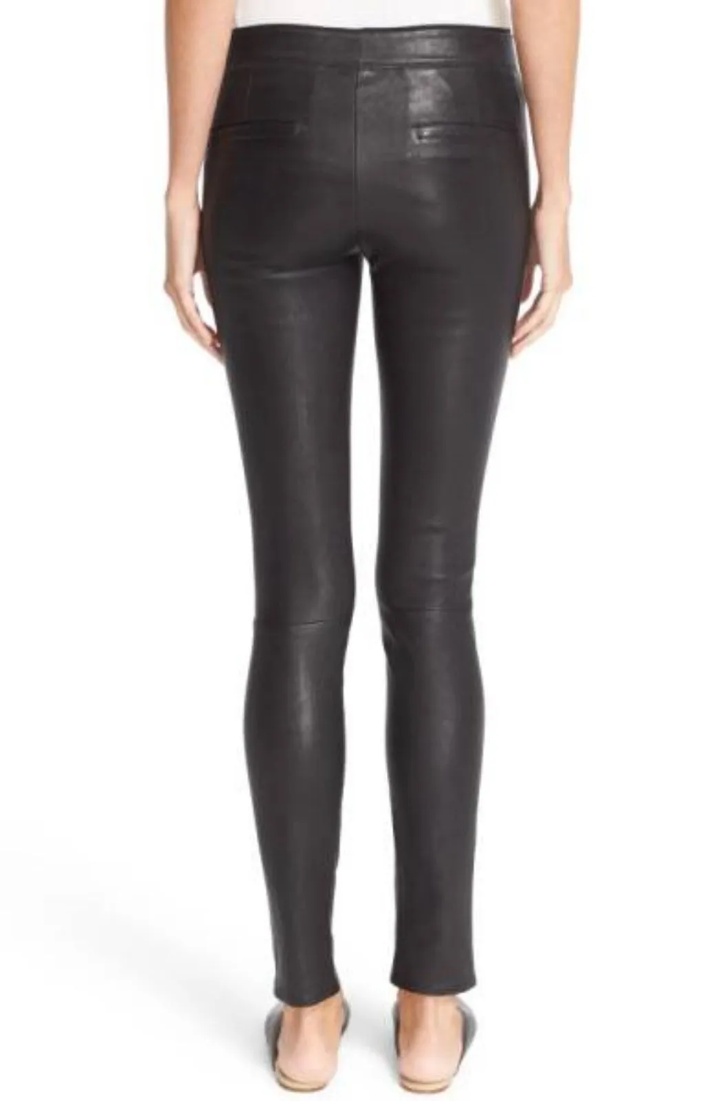 Women's Black Leather Skinny Pants WP05