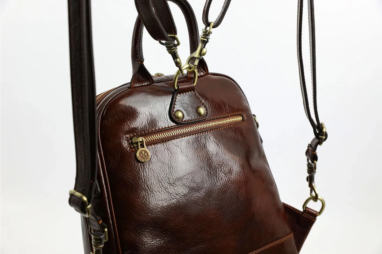 Womens Leather Backpack Convertible Bag - Regeneration