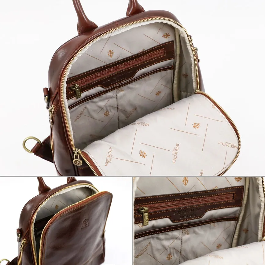 Womens Leather Backpack Convertible Bag - Regeneration