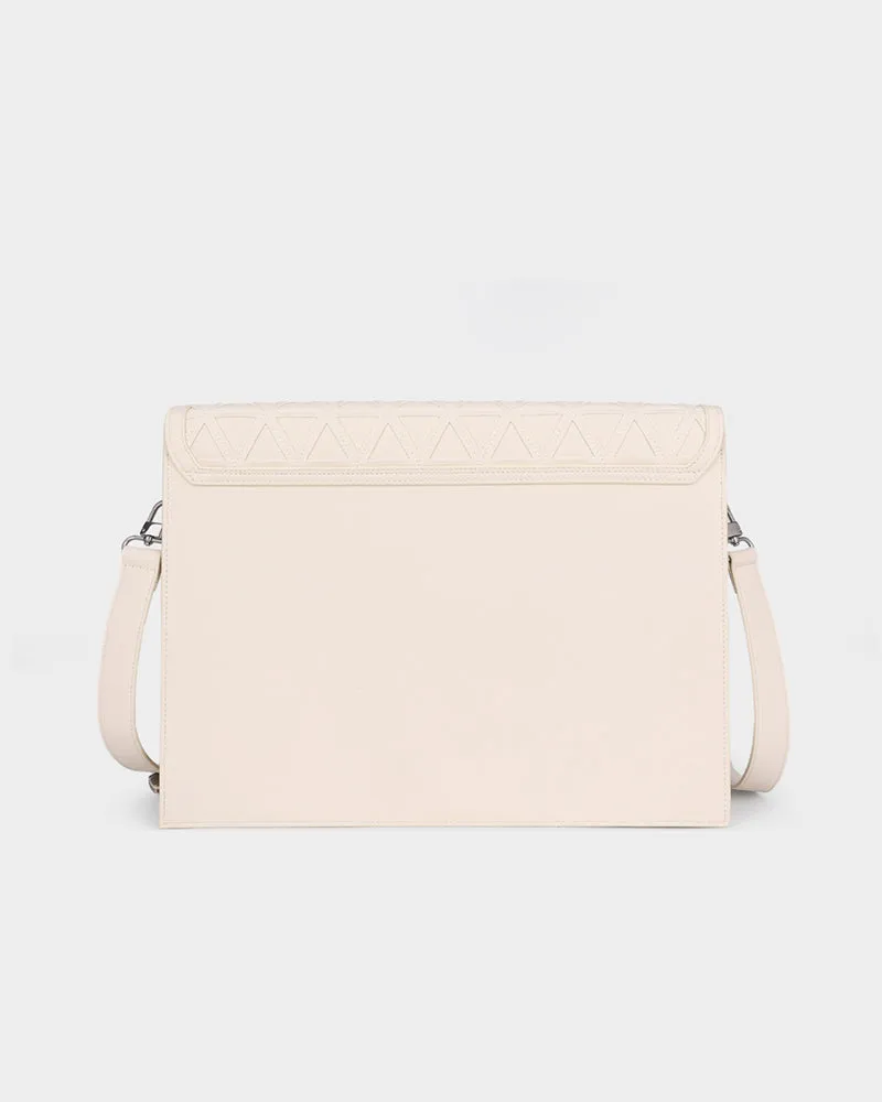 Woven Laptop Bag in Cream White