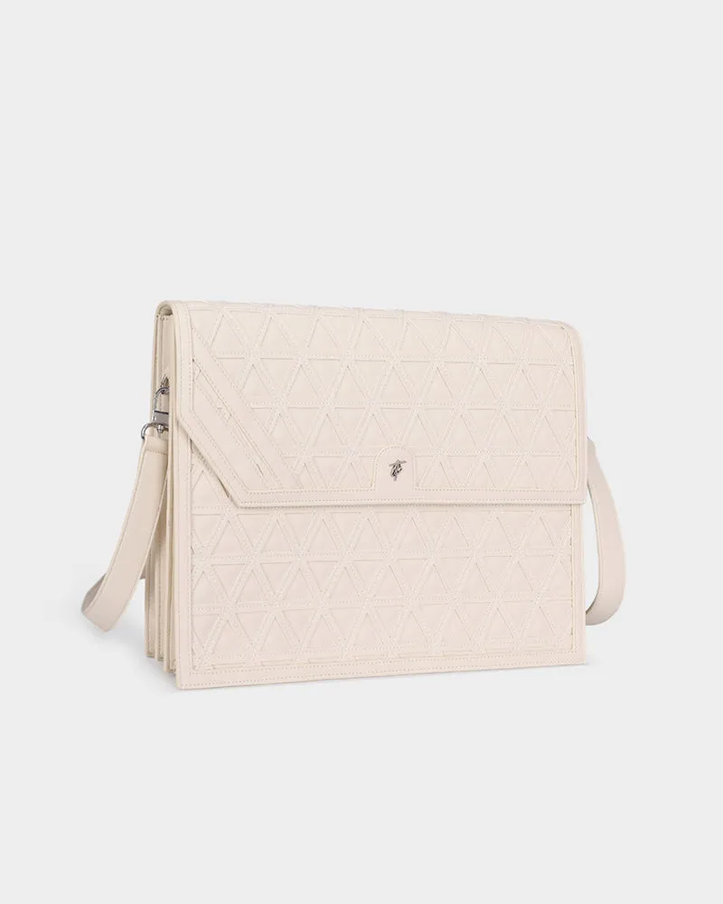 Woven Laptop Bag in Cream White