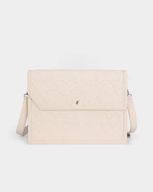 Woven Laptop Bag in Cream White