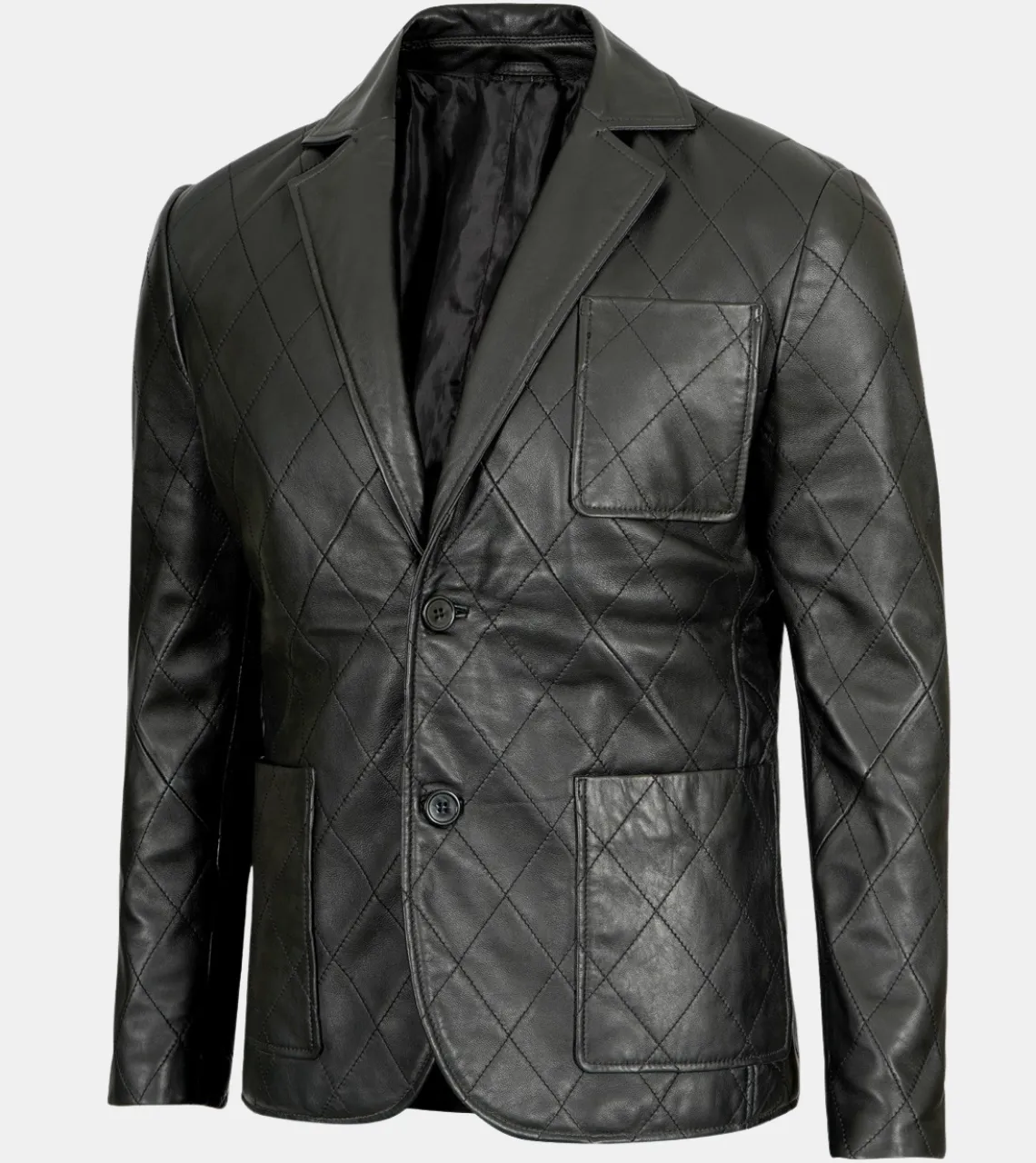 Wylie Men's Black Quilted Leather Blazer