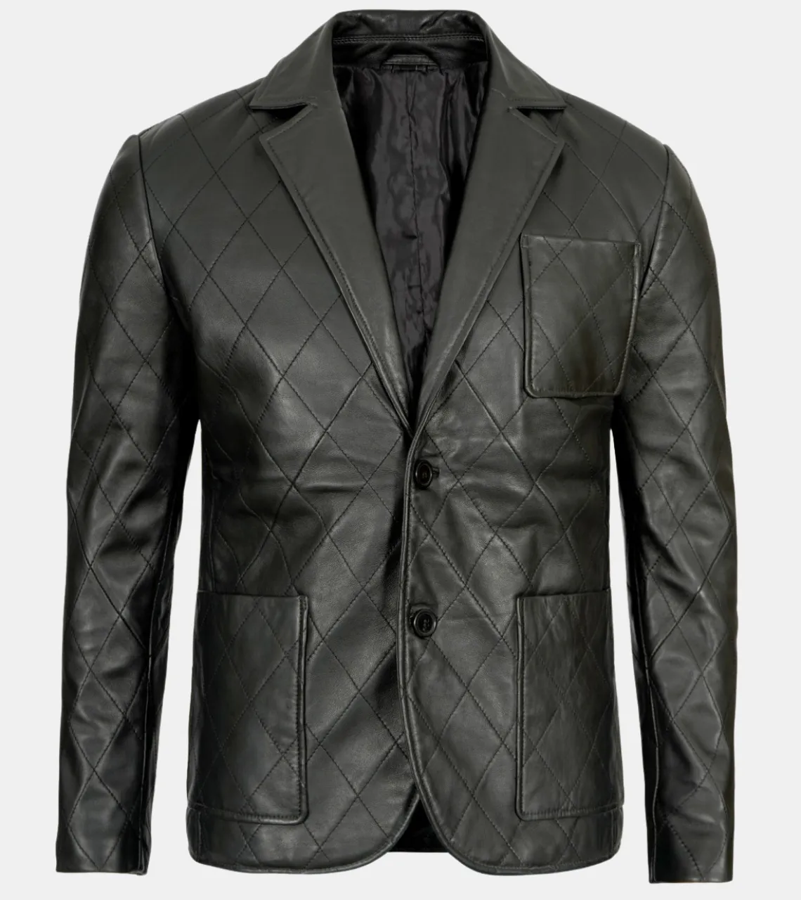 Wylie Men's Black Quilted Leather Blazer