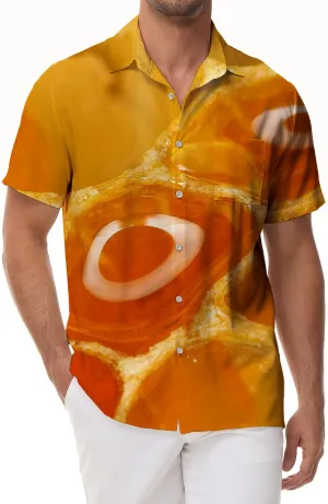 Yellow egg liquid 3d pattern hawaiian button summer casual mens print abstract geometric shirt short sleeve beachwear