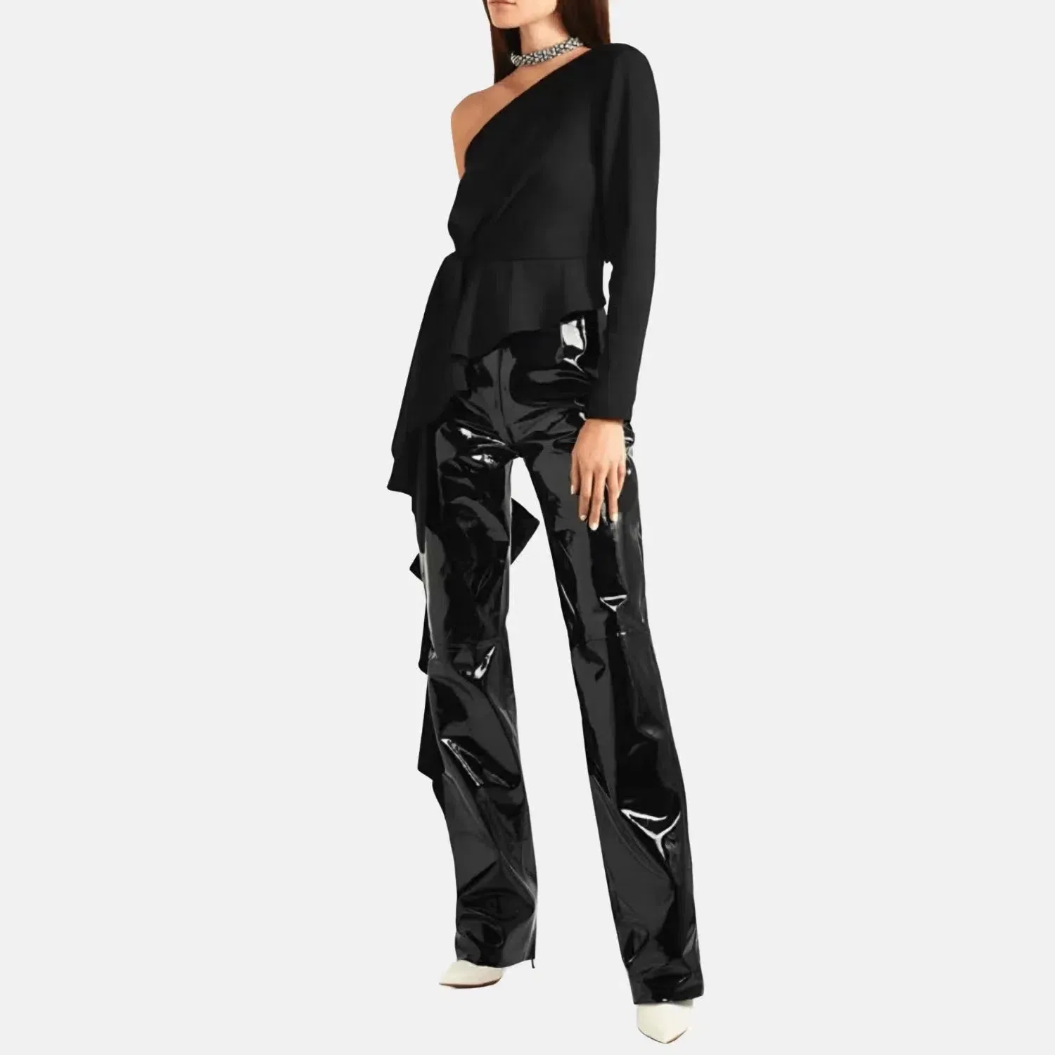 Zilora – Glossy vinyl finish – Satin trousers